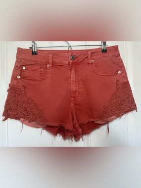 American Eagle High Rise Festival Shorts - Rusty Burnt Orange Size 14